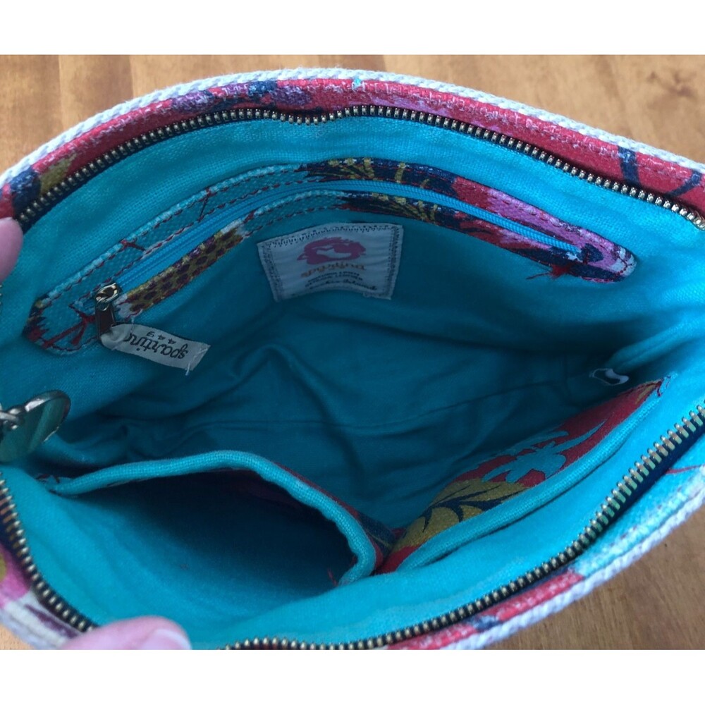 Spartina 449 Red Floral Crossbody Bag with Blue and Pink Accents - Picture 9 of 12